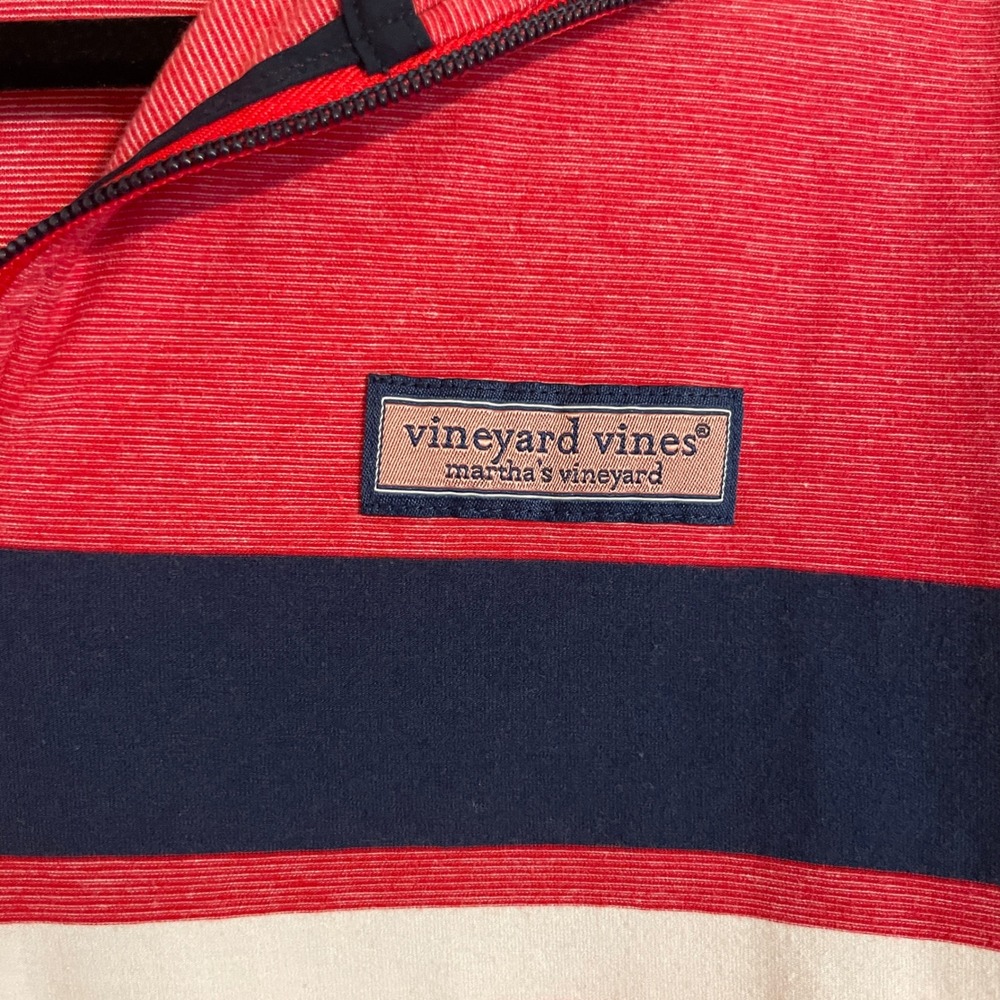 Vineyard Vines Edgartown Shep Shirt Mens Small Red Striped Quarter Zip Preppy - Picture 2 of 8